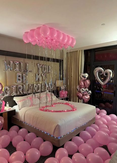Royalty Surprise Hub romantic balloon bedroom reveal