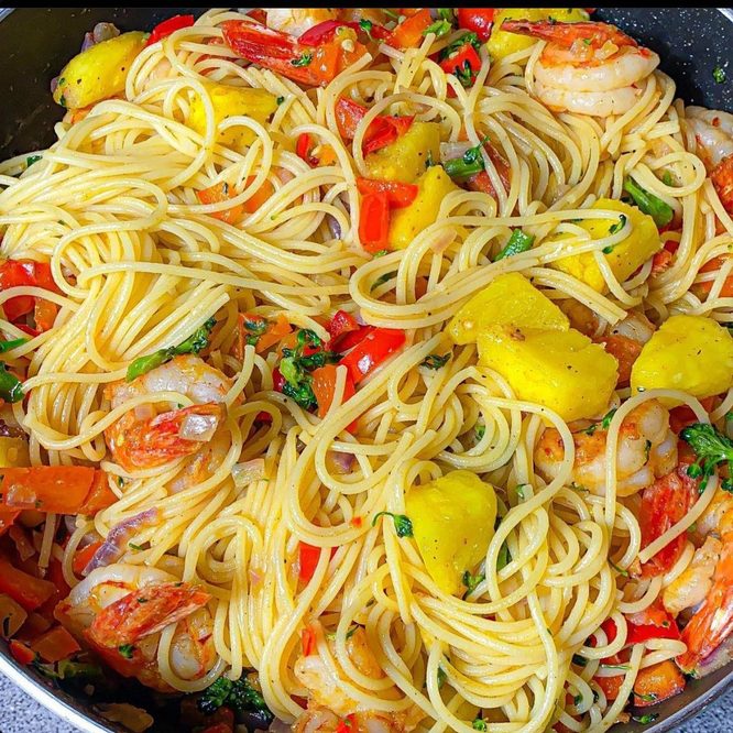 Shrimp pasta plate by Royalty's Kitchen